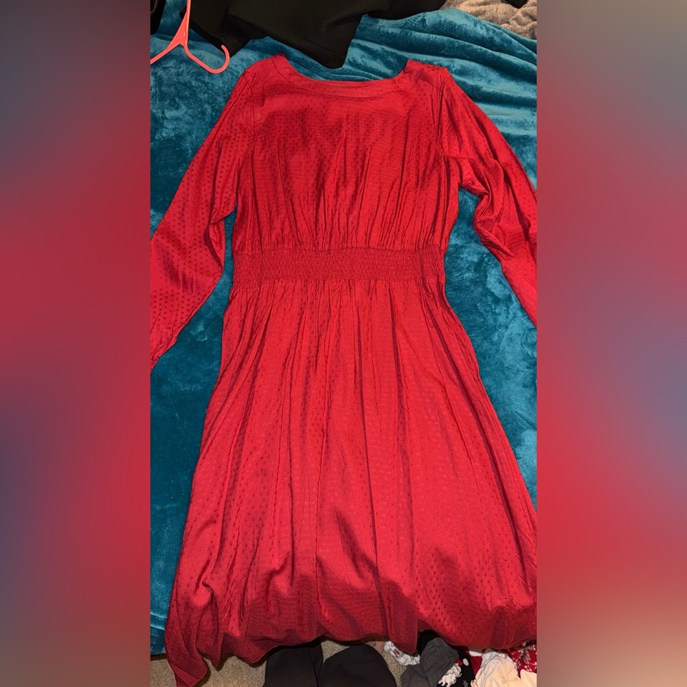 Chic Long Sleeve Red Dress